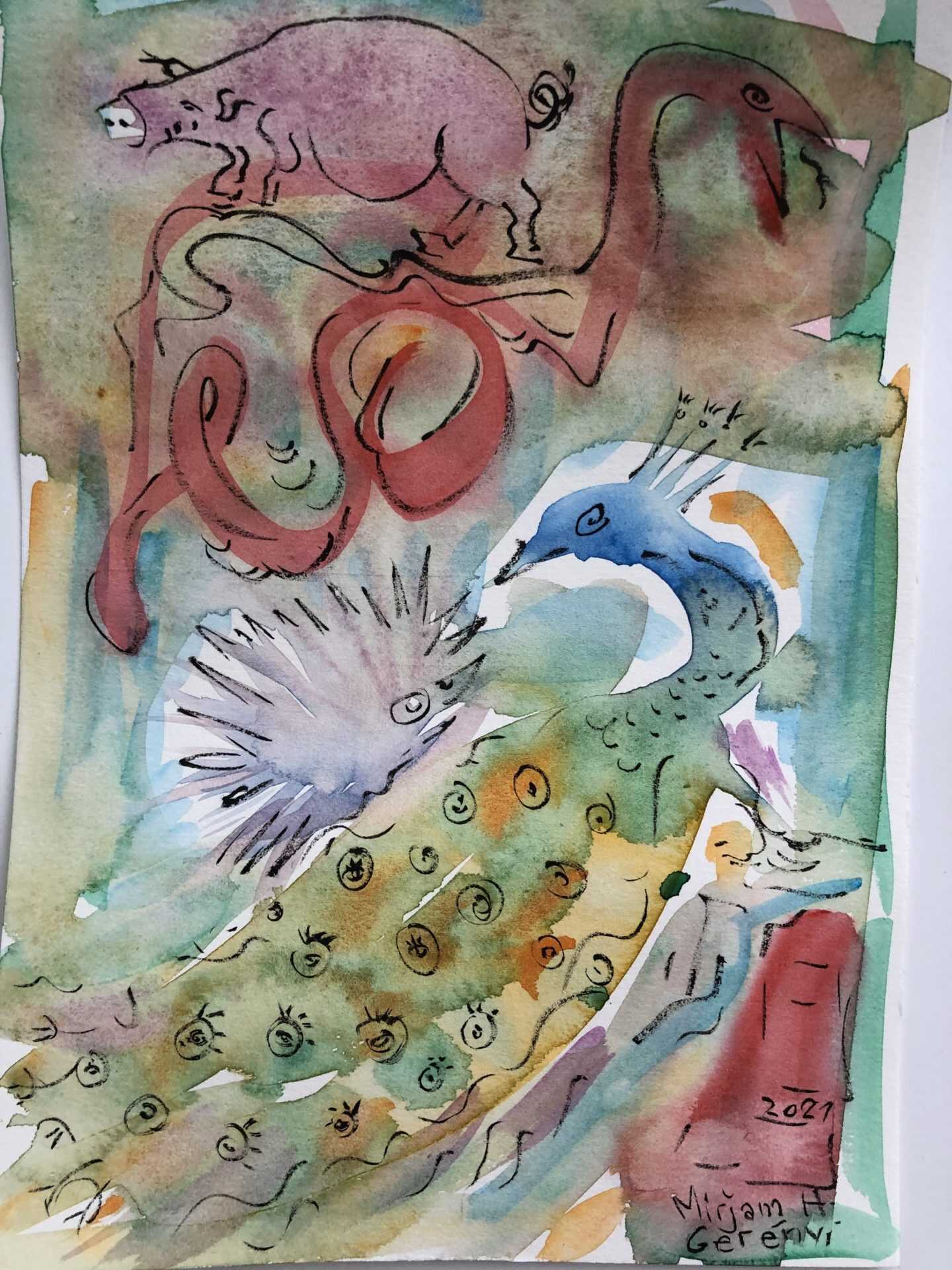 Pfau und Igel